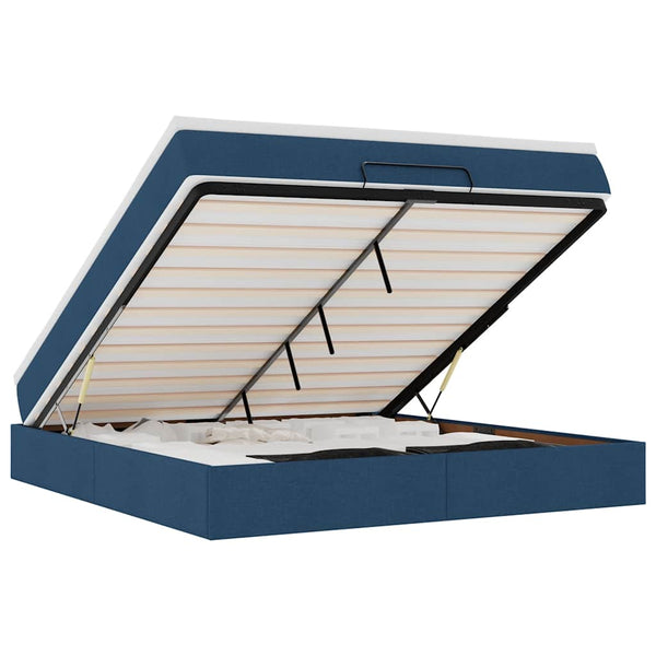 vidaXL Ottoman Bed with Mattress Blue 180x200 cm Fabric