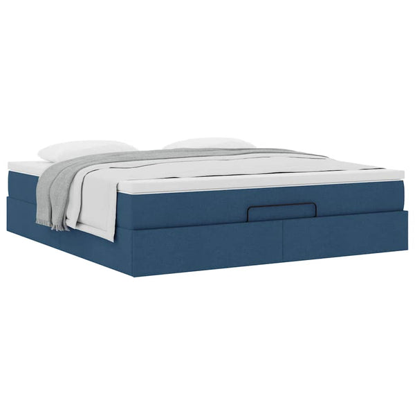 vidaXL Ottoman Bed with Mattress Blue 180x200 cm Fabric