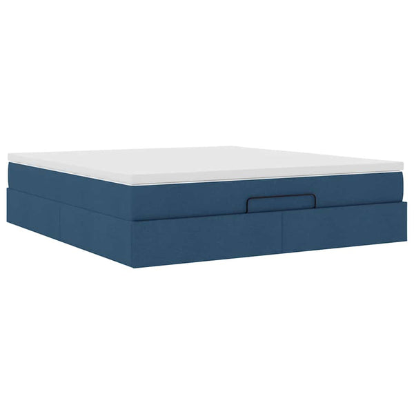 vidaXL Ottoman Bed with Mattress Blue 180x200 cm Fabric