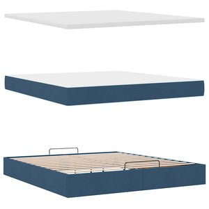 vidaXL Ottoman Bed with Mattress Blue 180x200 cm Fabric