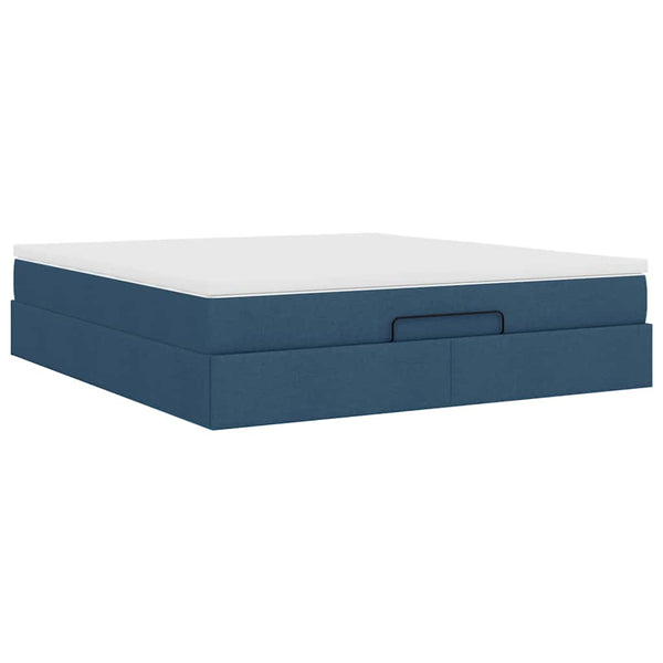 vidaXL Ottoman Bed with Mattress Blue 180x200 cm Fabric