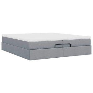 vidaXL Ottoman Bed with Mattresses Light Gray 200x200 cm Fabric