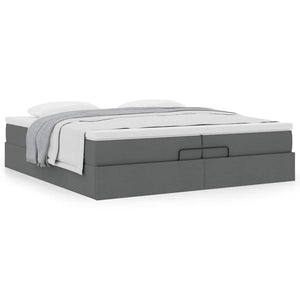 vidaXL Ottoman Bed with Mattresses Dark Grey 200x200 cm Fabric