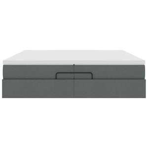 vidaXL Ottoman Bed with Mattresses Dark Grey 200x200 cm Fabric