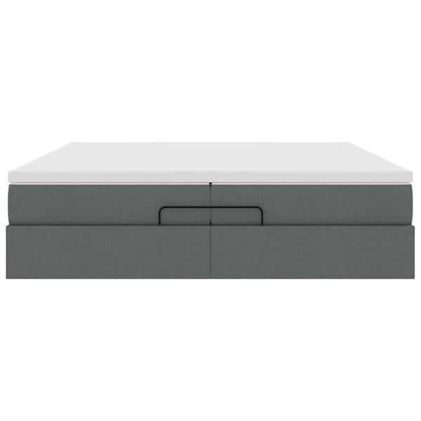 vidaXL Ottoman Bed with Mattresses Dark Grey 200x200 cm Fabric
