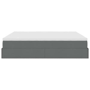 vidaXL Ottoman Bed with Mattresses Dark Grey 200x200 cm Fabric