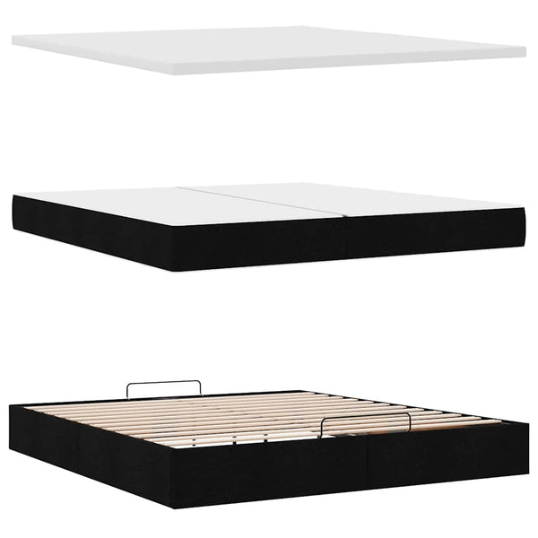 vidaXL Ottoman Bed with Mattresses Black 200x200 cm Fabric