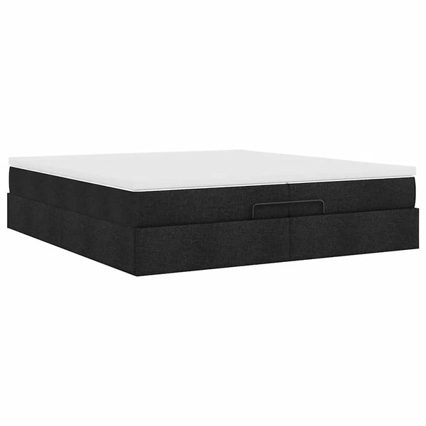 vidaXL Ottoman Bed with Mattresses Black 200x200 cm Fabric