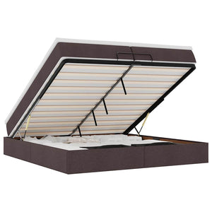 vidaXL Ottoman Bed with Mattresses Dark Brown 200x200 cm Fabric