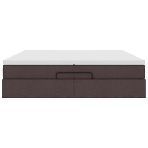 vidaXL Ottoman Bed with Mattresses Dark Brown 200x200 cm Fabric