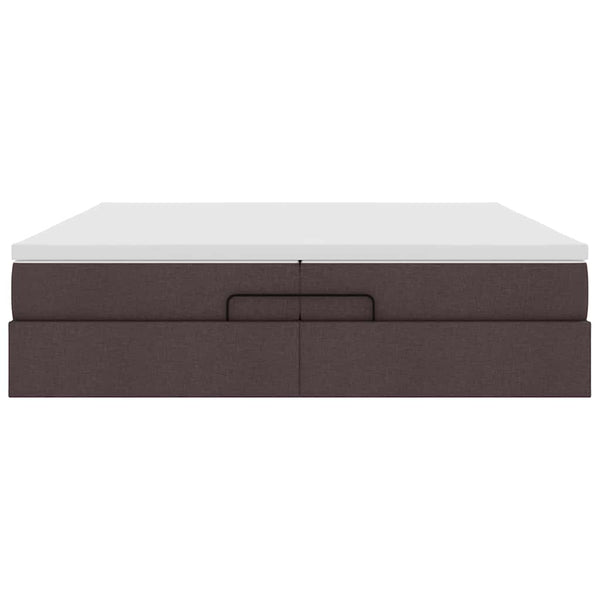 vidaXL Ottoman Bed with Mattresses Dark Brown 200x200 cm Fabric