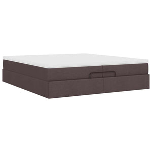 vidaXL Ottoman Bed with Mattresses Dark Brown 200x200 cm Fabric