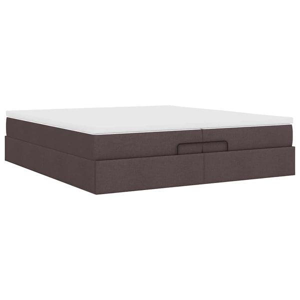 vidaXL Ottoman Bed with Mattresses Dark Brown 200x200 cm Fabric