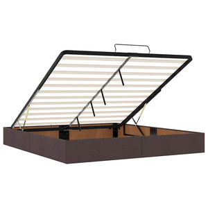 vidaXL Ottoman Bed with Mattresses Dark Brown 200x200 cm Fabric