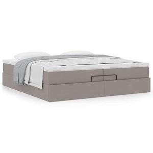vidaXL Ottoman Bed with Mattresses Taupe 200x200 cm Fabric