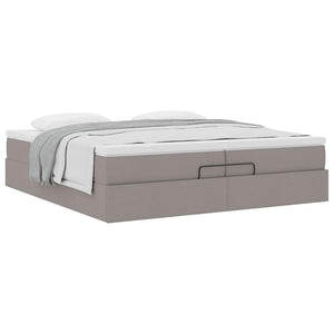 vidaXL Ottoman Bed with Mattresses Taupe 200x200 cm Fabric