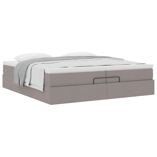 vidaXL Ottoman Bed with Mattresses Taupe 200x200 cm Fabric