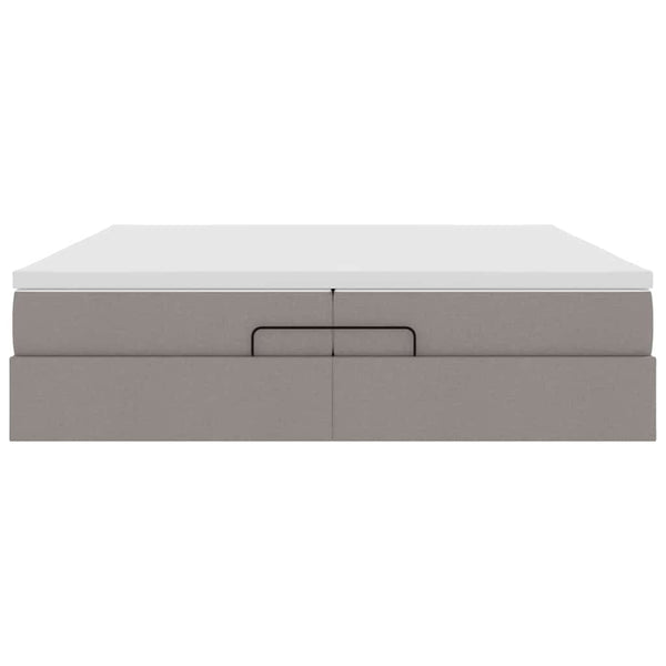 vidaXL Ottoman Bed with Mattresses Taupe 200x200 cm Fabric