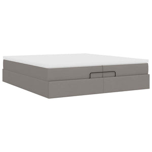 vidaXL Ottoman Bed with Mattresses Taupe 200x200 cm Fabric