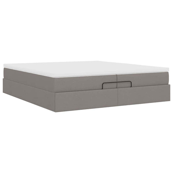 vidaXL Ottoman Bed with Mattresses Taupe 200x200 cm Fabric