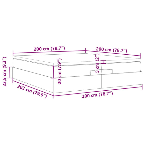 vidaXL Ottoman Bed with Mattresses Cream 200x200 cm Fabric