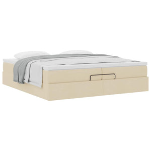 vidaXL Ottoman Bed with Mattresses Cream 200x200 cm Fabric