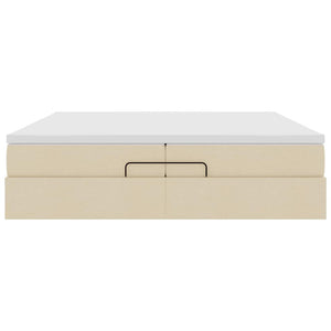 vidaXL Ottoman Bed with Mattresses Cream 200x200 cm Fabric