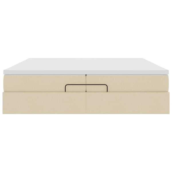 vidaXL Ottoman Bed with Mattresses Cream 200x200 cm Fabric