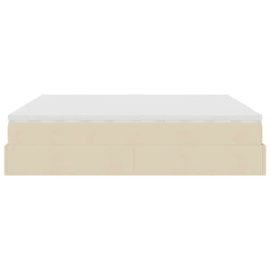 vidaXL Ottoman Bed with Mattresses Cream 200x200 cm Fabric