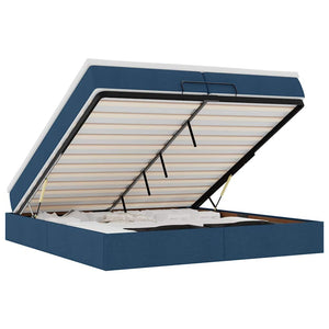 vidaXL Ottoman Bed with Mattresses Blue 200x200 cm Fabric