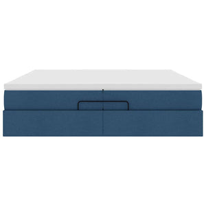 vidaXL Ottoman Bed with Mattresses Blue 200x200 cm Fabric