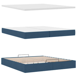 vidaXL Ottoman Bed with Mattresses Blue 200x200 cm Fabric