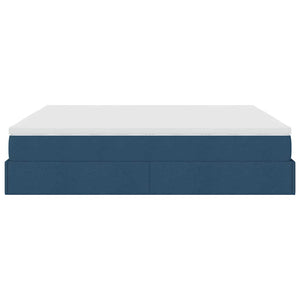 vidaXL Ottoman Bed with Mattresses Blue 200x200 cm Fabric
