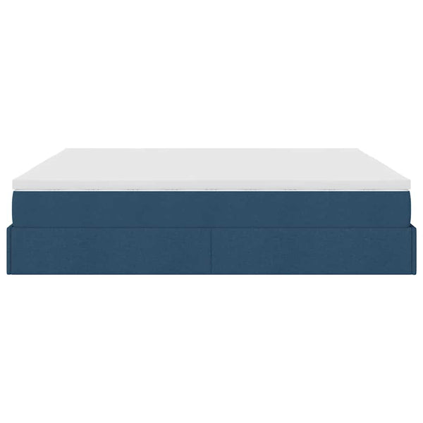 vidaXL Ottoman Bed with Mattresses Blue 200x200 cm Fabric