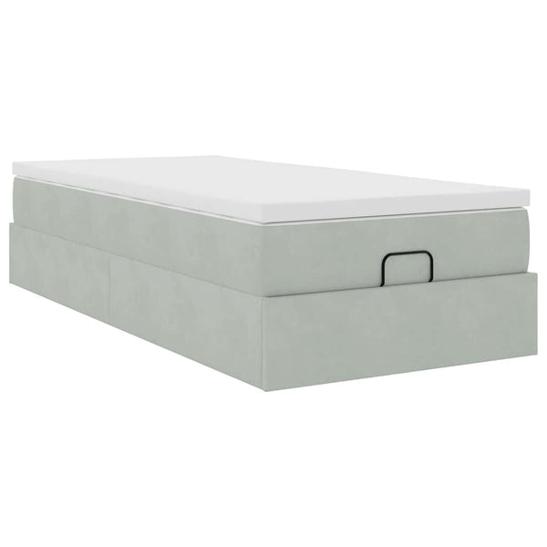 vidaXL Ottoman Bed with Mattress Light Gray 80x200 cm Velvet