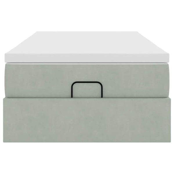 vidaXL Ottoman Bed with Mattress Light Gray 80x200 cm Velvet