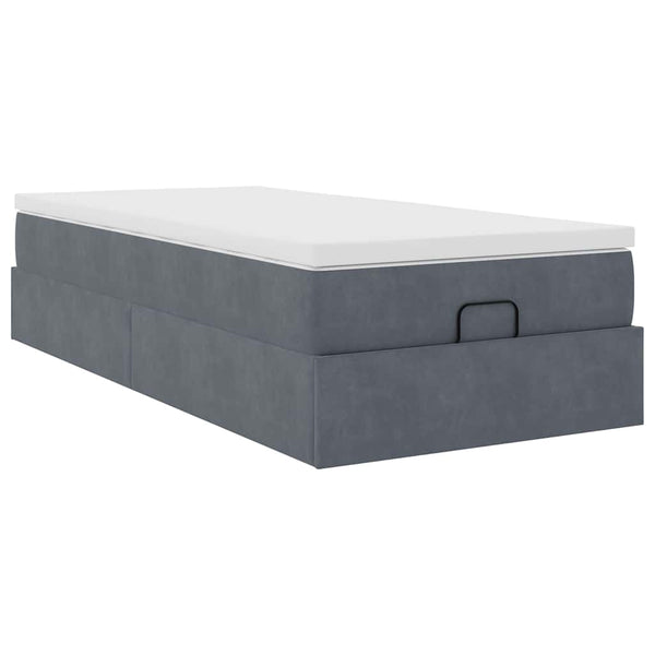vidaXL Ottoman Bed with Mattress Dark Gray 80x200 cm Velvet