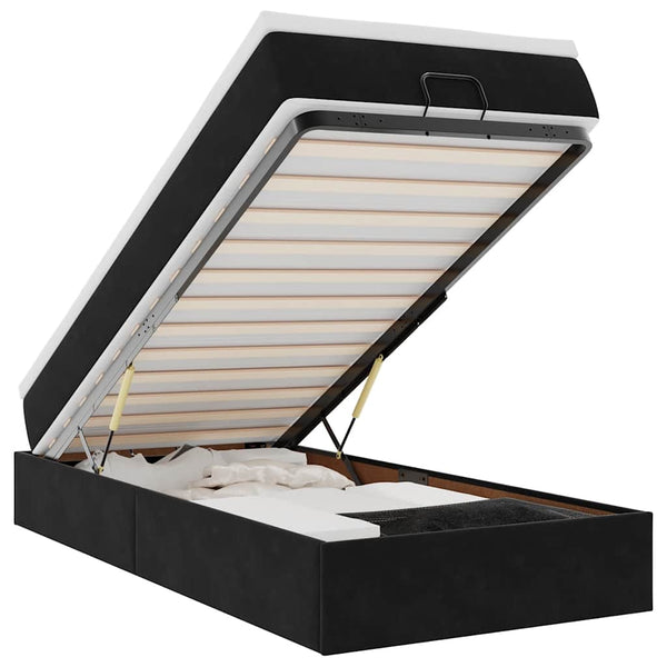 vidaXL Ottoman Bed with Mattress Black 80x200 cm Velvet