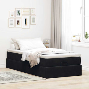 vidaXL Ottoman Bed with Mattress Black 80x200 cm Velvet