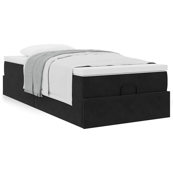 vidaXL Ottoman Bed with Mattress Black 80x200 cm Velvet