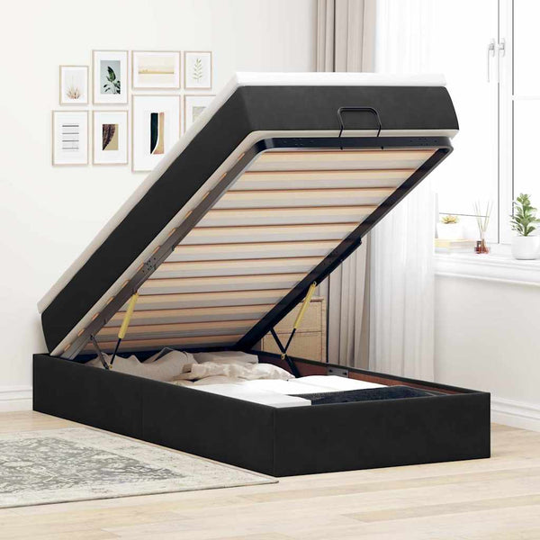 vidaXL Ottoman Bed with Mattress Black 80x200 cm Velvet