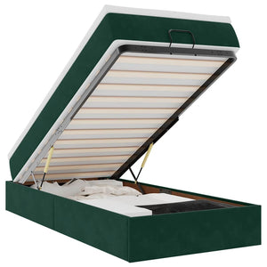 vidaXL Ottoman Bed with Mattress Dark Green 80x200 cm Velvet