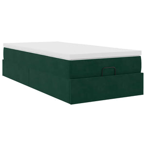 vidaXL Ottoman Bed with Mattress Dark Green 80x200 cm Velvet