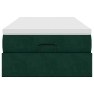 vidaXL Ottoman Bed with Mattress Dark Green 80x200 cm Velvet