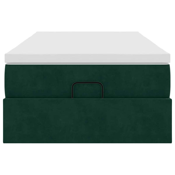 vidaXL Ottoman Bed with Mattress Dark Green 80x200 cm Velvet