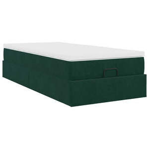 vidaXL Ottoman Bed with Mattress Dark Green 80x200 cm Velvet