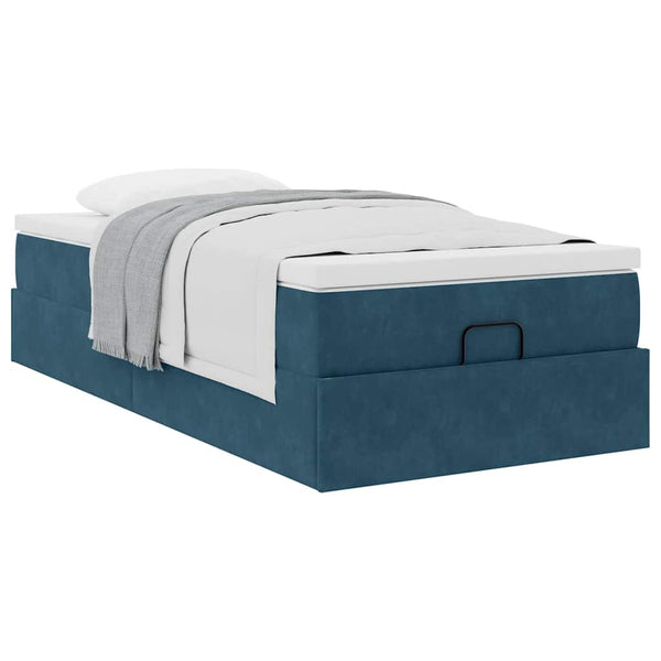 vidaXL Ottoman Bed with Mattress Dark Blue 80x200 cm Velvet