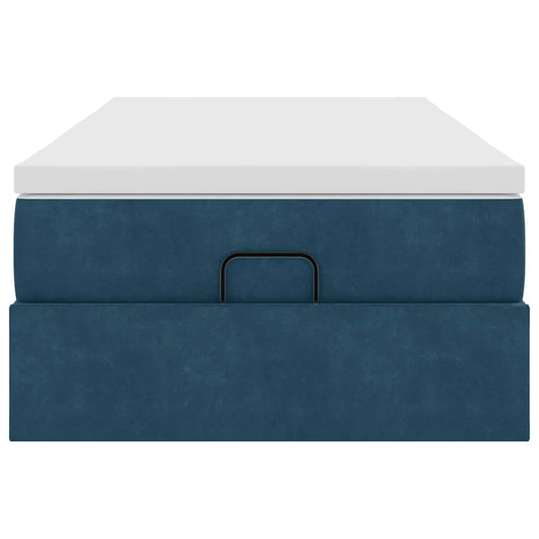 vidaXL Ottoman Bed with Mattress Dark Blue 80x200 cm Velvet