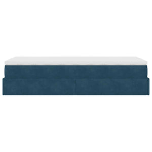 vidaXL Ottoman Bed with Mattress Dark Blue 80x200 cm Velvet