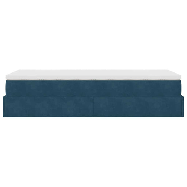 vidaXL Ottoman Bed with Mattress Dark Blue 80x200 cm Velvet